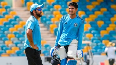 Rohit Sharma and Shubman Gill during a practice session (PTI)