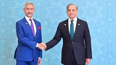 Pakistani Prime Minister Shehbaz Sharif with S Jaishankar in Islamabad. (Reuters) Pakistani Prime Minister Shehbaz Sharif with S Jaishankar in Islamabad. (Reuters)