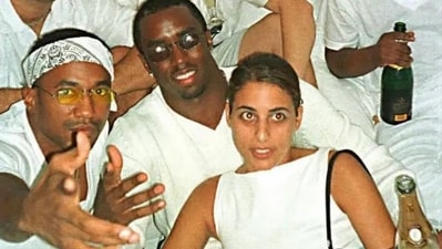 From the 1990s to the 2000s, multiple celebrities were photographed attending Diddy's white parties. (X/@historyinmemes)