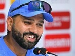 India's captain Rohit Sharma attends a press conference. India's captain Rohit Sharma attends a press conference.