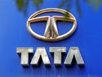 A Tata Motors logo installed at one of its showroom is pictured in Mumbai on January 27, 2022. 