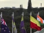 Karnataka flag seen flying at the M. Chinnaswamy Stadium.