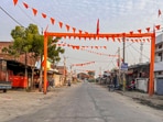 Bahraich: View of a deserted road at Maharajganj after a recent communal violence. Bahraich: View of a deserted road at Maharajganj after a recent communal violence.