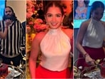 Radhika Merchant's birthday look features a stunning combination of white top and red skirt. Radhika Merchant's birthday look features a stunning combination of white top and red skirt.