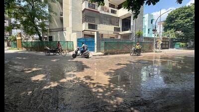A damaged road with potholes in Palam Vihar area in Gurugram. (Representational Image) A damaged road with potholes in Palam Vihar area in Gurugram. (Representational Image)