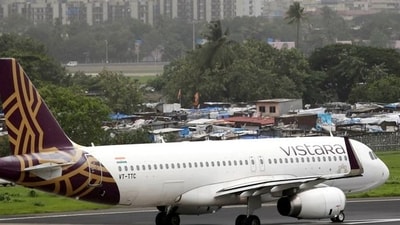 A Vistara flight from Frankfurt to Mumbai landed safely at Chhatrapati Shivaji Maharaj International Airport on Thursday morning after receiving a bomb threat on social media. Representational Image. (REUTERS) A Vistara flight from Frankfurt to Mumbai landed safely at Chhatrapati Shivaji Maharaj International Airport on Thursday morning after receiving a bomb threat on social media. Representational Image. (REUTERS)