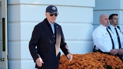 President Joe Biden leaves the White House to travel to Germany for a meeting with German Chancellor Olaf Scholz, President Emmanuel Macron of France, and Prime Minister Keir Starmer of the United Kingdom, Thursday, Oct. 17, 2024, in Washington. (AP Photo/Manuel Balce Ceneta) (AP) President Joe Biden leaves the White House to travel to Germany for a meeting with German Chancellor Olaf Scholz, President Emmanuel Macron of France, and Prime Minister Keir Starmer of the United Kingdom, Thursday, Oct. 17, 2024, in Washington. (AP Photo/Manuel Balce Ceneta) (AP)