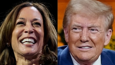 Kamala Harris went after her US presidential election rival Donald Trump's mental state and fitness for office Tuesday after the 78-year-old Republican's televised town hall veered into a surreal, impromptu music session. (Photo by DUSTIN FRANZ and Elijah Nouvelage / AFP) (AFP) Kamala Harris went after her US presidential election rival Donald Trump's mental state and fitness for office Tuesday after the 78-year-old Republican's televised town hall veered into a surreal, impromptu music session. (Photo by DUSTIN FRANZ and Elijah Nouvelage / AFP) (AFP)