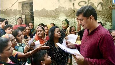 Delhi minister Saurabh Bharadwaj during the campaign on Thursday. (ANI) Delhi minister Saurabh Bharadwaj during the campaign on Thursday. (ANI)