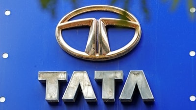 A Tata Motors logo installed at one of its showroom is pictured in Mumbai on January 27, 2022. (AFP) A Tata Motors logo installed at one of its showroom is pictured in Mumbai on January 27, 2022. (AFP)