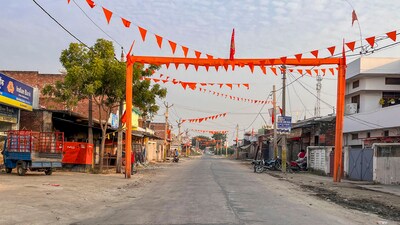 Bahraich: View of a deserted road at Maharajganj after a recent communal violence. (PTI) Bahraich: View of a deserted road at Maharajganj after a recent communal violence. (PTI)