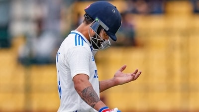 India's Virat Kohli walks off the ground after being clean bowled during the second day of the first Test. (PTI) India's Virat Kohli walks off the ground after being clean bowled during the second day of the first Test. (PTI)