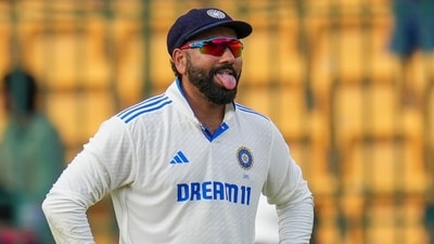 Indian captain Rohit Sharma reacts on the second day of the first Test match between India and New Zealand (PTI)