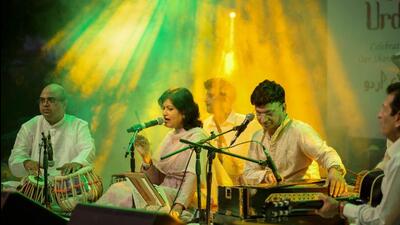 Singers Shiv Rajoria and Jyotsana Rajoria at the festival on Thursday. (Raj K Raj/HT PHOTO) Singers Shiv Rajoria and Jyotsana Rajoria at the festival on Thursday. (Raj K Raj/HT PHOTO)