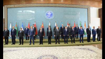 This handout photograph taken on October 16, 2024 and released by Pakistan's Press Information Department (PID) shows Pakistan's Prime Minister Shehbaz Sharif (C front) posing for a group picture with the heads of the delegate members during the Shanghai Cooperation Organisation (SCO) summit, in Islamabad. The SCO comprises China, India, Russia, Pakistan, Iran, Kazakhstan, Kyrgyzstan, Tajikistan, Uzbekistan and Belarus -- with 16 more countries affiliated as observers or "dialogue partners". (Photo by Pakistan's Press Information Department (PID) / AFP) (AFP) This handout photograph taken on October 16, 2024 and released by Pakistan's Press Information Department (PID) shows Pakistan's Prime Minister Shehbaz Sharif (C front) posing for a group picture with the heads of the delegate members during the Shanghai Cooperation Organisation (SCO) summit, in Islamabad. The SCO comprises China, India, Russia, Pakistan, Iran, Kazakhstan, Kyrgyzstan, Tajikistan, Uzbekistan and Belarus -- with 16 more countries affiliated as observers or "dialogue partners". (Photo by Pakistan's Press Information Department (PID) / AFP) (AFP)