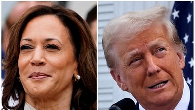 US Vice President Kamala Harris at the White House, Washington and former US President Donald Trump in Bedminster, New Jersey. (Reuters)