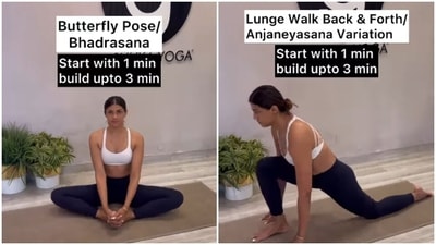 Anshuka Parwani shared yoga asanas that can help in managing symptoms of varicose veins. (Instagram/@anshukayoga) Anshuka Parwani shared yoga asanas that can help in managing symptoms of varicose veins. (Instagram/@anshukayoga)