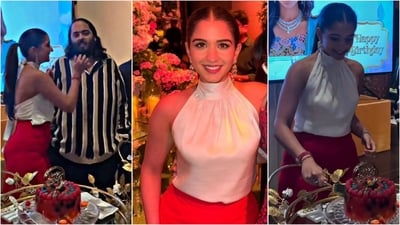 Radhika Merchant's birthday look features a stunning combination of white top and red skirt. (Instagram) Radhika Merchant's birthday look features a stunning combination of white top and red skirt. (Instagram)