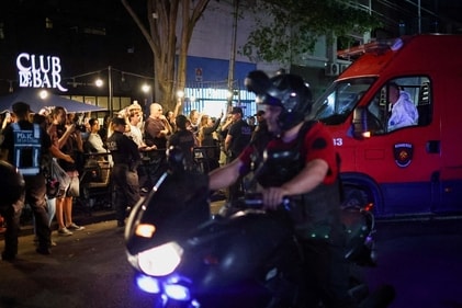 A firefighter ambulance transports the body of Liam Payne, former One Direction member, who was found dead in a hotel in Buenos Aires, Argentina, October 16, 2024. (REUTERS)