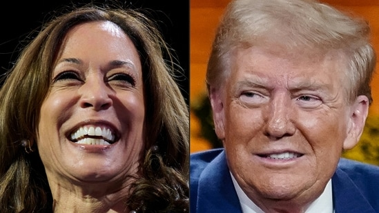 Kamala Harris went after her US presidential election rival Donald Trump's mental state and fitness for office Tuesday after the 78-year-old Republican's televised town hall veered into a surreal, impromptu music session. (Photo by DUSTIN FRANZ and Elijah Nouvelage / AFP) (AFP)