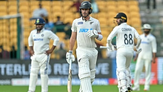 New Zealand posted 180/3 in 50 overs at Stumps on Day 2 of the ongoing first Test against India, in Bengaluru on Thursday.(AFP)