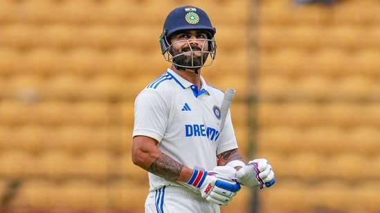 India's Virat Kohli walks off the ground after being clean bowled during the second day of the first Test cricket match against New Zealand, at M Chinnaswamy Stadium, in Bengaluru (PTI)