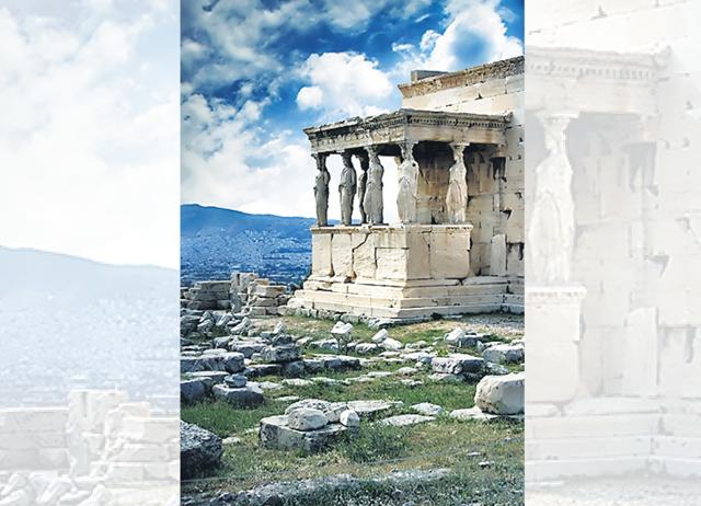 At the Acropolis in Athens, marble sculptures of women have been holding up the porch of the Erechtheion since 420 BCE. (ADOBE STOCK) At the Acropolis in Athens, marble sculptures of women have been holding up the porch of the Erechtheion since 420 BCE. (ADOBE STOCK)