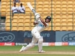 New Zealand batter Rachin Ravindra plays a shot during the third day of the first cricket test against India New Zealand batter Rachin Ravindra plays a shot during the third day of the first cricket test against India