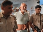 AAP leader Satyendar Jain being produced before the Rouse Avenue Court in a money laundering case, in New Delhi, Friday, Oct. 18, 2024. The court on Friday granted bail to Jain in the case. 
