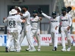 Pakistan's Shan Masood, fourth left, and teammates celebrates after winning the second test cricket match against England, in Multan, Pakistan, Friday, Oct. 18, 2024. (AP Photo/K.M. Chaudary) Pakistan's Shan Masood, fourth left, and teammates celebrates after winning the second test cricket match against England, in Multan, Pakistan, Friday, Oct. 18, 2024. (AP Photo/K.M. Chaudary)