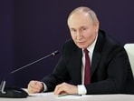 In this pool photograph distributed by the Russian state agency Sputnik, Russia's President Vladimir Putin chairs a meeting of the presidential council for the development of physical culture and sports in Ufa on October 17, 2024.