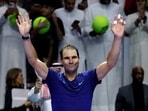 Spain's Rafael Nadal waves at fans after losing his semi final match against Spain's Carlos Alcaraz 