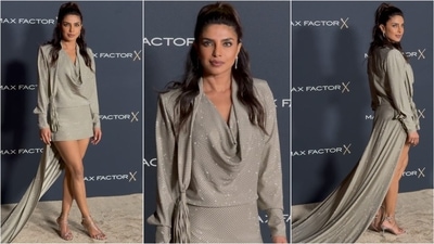 Priyanka Chopra stuns at the Max Factor India launch in shimmering Stella McCartney outfit, (Instagram) Priyanka Chopra stuns at the Max Factor India launch in shimmering Stella McCartney outfit, (Instagram)