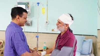 A file photo of Arvind Kejriwal meeting Satyendar Jain. (@AAP / Twitter) A file photo of Arvind Kejriwal meeting Satyendar Jain. (@AAP / Twitter)