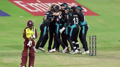 New Zealand players celebrate after winning the match (REUTERS)