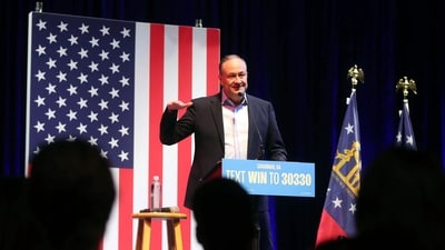Second gentleman Doug Emhoff speaks during a campaign event for Democratic presidential candidate Vice President Kamala Harris at the Cultural Arts Center in Savannah, Ga., Thursday, Oct. 17, 2024. (AP)