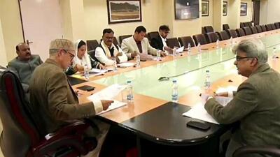 Jammu and Kashmir Chief Minister Omar Abdullah chairs the first cabinet meeting, at Civil Secretariat in Srinagar. (ANI photo) Jammu and Kashmir Chief Minister Omar Abdullah chairs the first cabinet meeting, at Civil Secretariat in Srinagar. (ANI photo)