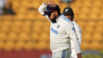 India's captain Rohit Sharma reacts on the second day of the first test cricket match between India and New Zealand, at the M Chinnaswamy Stadium, in Bengaluru, Thursday, Oct. 17, 2024 (PTI) India's captain Rohit Sharma reacts on the second day of the first test cricket match between India and New Zealand, at the M Chinnaswamy Stadium, in Bengaluru, Thursday, Oct. 17, 2024 (PTI)