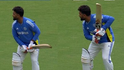 Rishabh Pant batting during the Tea break Rishabh Pant batting during the Tea break