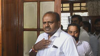 There has been a speculations on Kumaraswamy may field his son, Nikhil Kumaraswamy, as the JD(S) candidate for the by-elections (PTI) There has been a speculations on Kumaraswamy may field his son, Nikhil Kumaraswamy, as the JD(S) candidate for the by-elections (PTI)