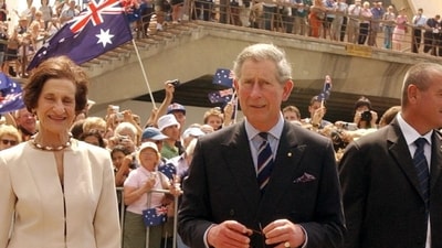 The Prince of Wales walks with Professor Marie Bashir AC, the governor of New South Wales, outside the Sydney Opera House in 2005. (John Stillwell/PA) The Prince of Wales walks with Professor Marie Bashir AC, the governor of New South Wales, outside the Sydney Opera House in 2005. (John Stillwell/PA)