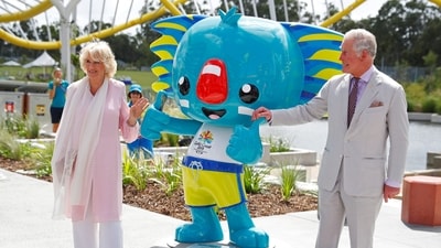 The Prince of Wales and Duchess of Cornwall with the mascot Borobi during a visit to the Commonwealth Games athletes’ village in Gold Coast in 2018 (Phil Noble/PA) The Prince of Wales and Duchess of Cornwall with the mascot Borobi during a visit to the Commonwealth Games athletes’ village in Gold Coast in 2018 (Phil Noble/PA)