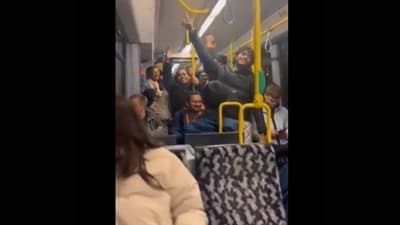 Group of Indians singing and clapping loudly in public transport. (X) Group of Indians singing and clapping loudly in public transport. (X)