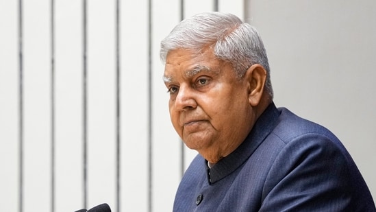 Vice President Jagdeep Dhankhar at the Foundation Day function of the National Human Rights Commission, in New Delhi. (PTI)