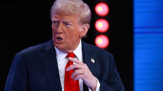 D: Republican presidential nominee, former U.S. President Donald Trump speaks during a Univision Noticias town hall event on October 16, 2024 in Doral, Florida. (Getty Images via AFP)