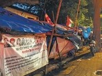 Mumbai, India. Oct 11, 2024: Residents of Jai Bheem Nagar have been living on the footpath at Powai for the last five months without light and water after the civic body demolished their houses. Oct 11, 2024. (Photo by Raju Shinde/HT Photo) (Hindustan Times)