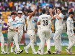 New Zealand's bowler William O'Rourke celebrates the wicket of Ravindra Jadeja during the fourth day of the first Test New Zealand's bowler William O'Rourke celebrates the wicket of Ravindra Jadeja during the fourth day of the first Test