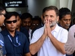 Leader of Opposition in Lok Sabha Rahul Gandhi arrives at the Birsa Munda Airport ahead of the Jharkhand Assembly elections, in Ranchi, Saturday, Oct. 19, 2024.