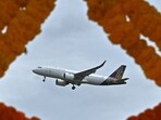 A Vistara aircraft prepares to land. A Vistara aircraft prepares to land.