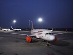 An Air India aircraft among others parked on the tarmac at Terminal 3 of the Indira Gandhi International (IGI) Airport in New Delhi.